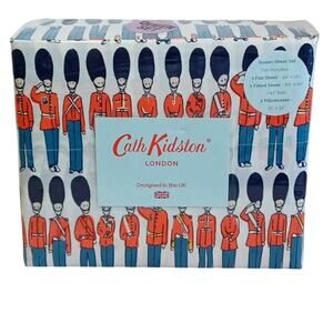 Cath Kidston London Guards Soldiers Christmas Nutcracker QUEEN Sheet Set 4 pc